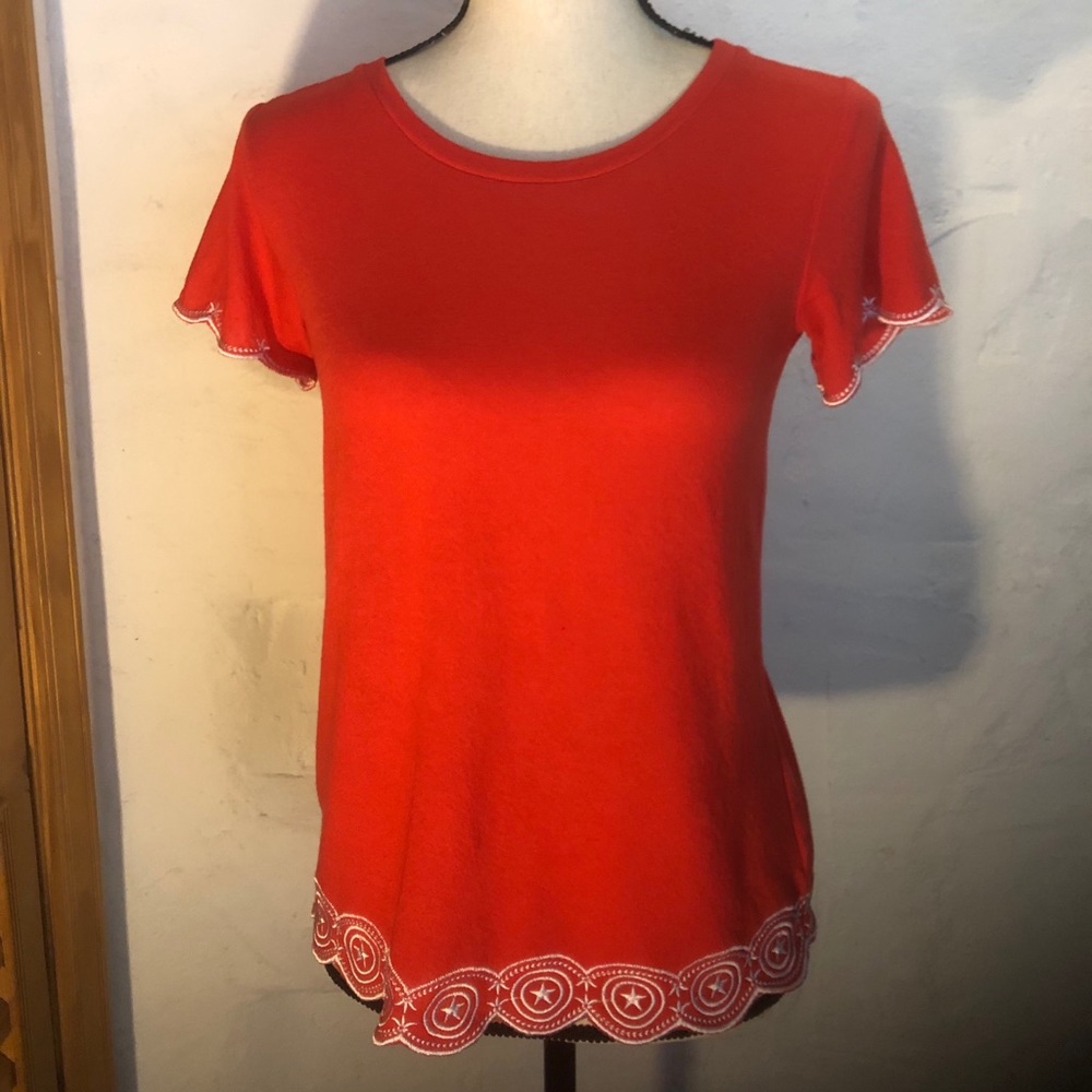 Embroidered Orange Top